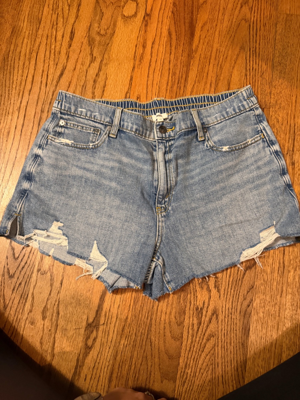 aerie Light Blue Distressed Denim Cutoff Shorts